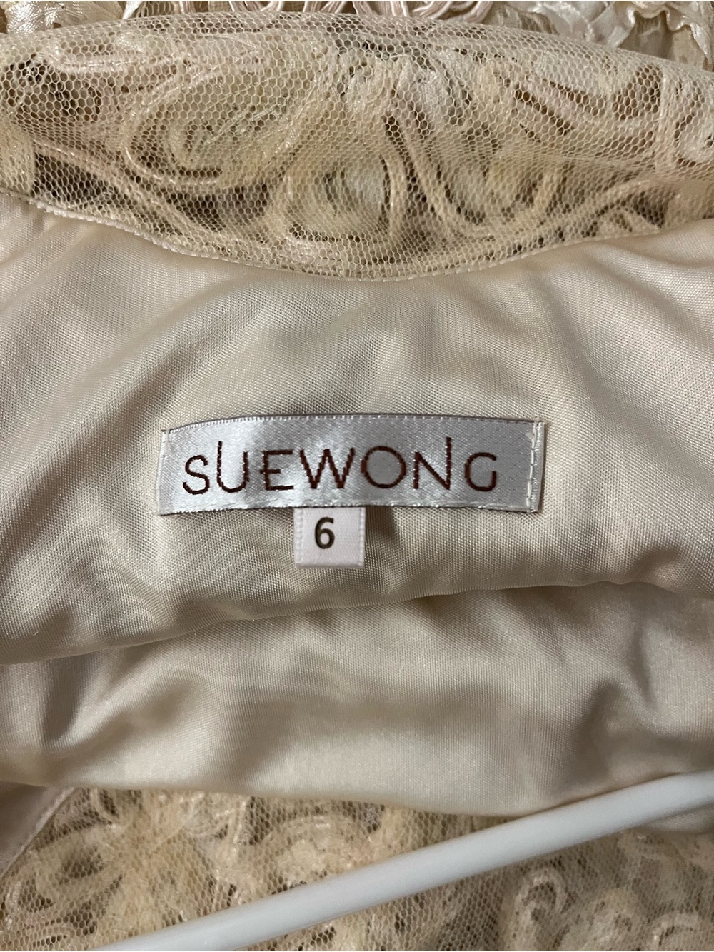 Sue Wong Cream Beaded Lace Midi Dress - Picture 3 of 3